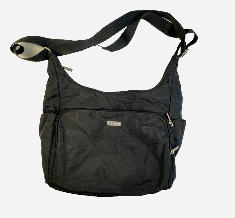 baggallini Shoulder Bag Black Travel Crossbody Organization Wipable Minimalist
